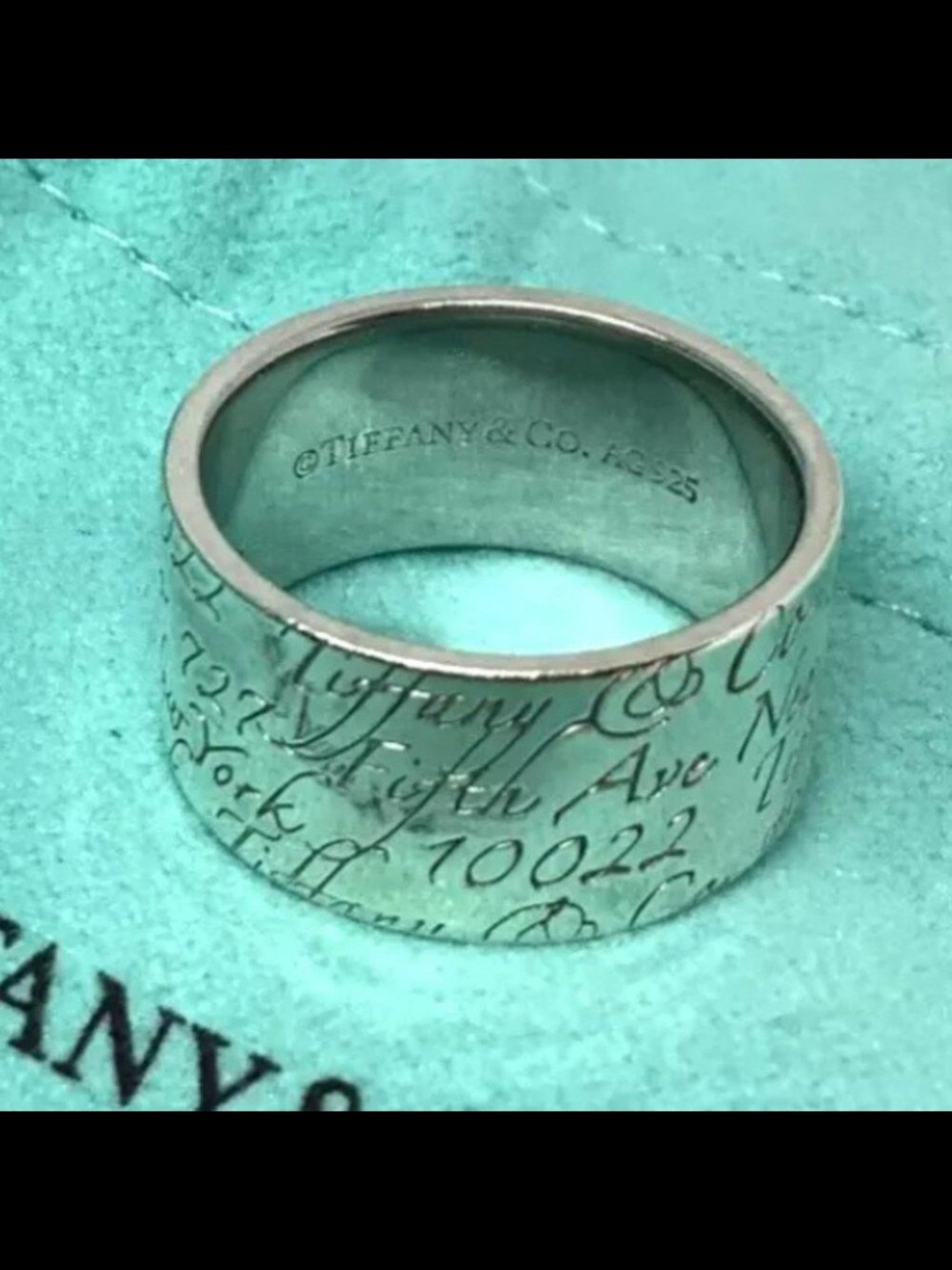 TIFFANY AND CO STERLING SILVER SCRIPT BAND SZ 6.5
